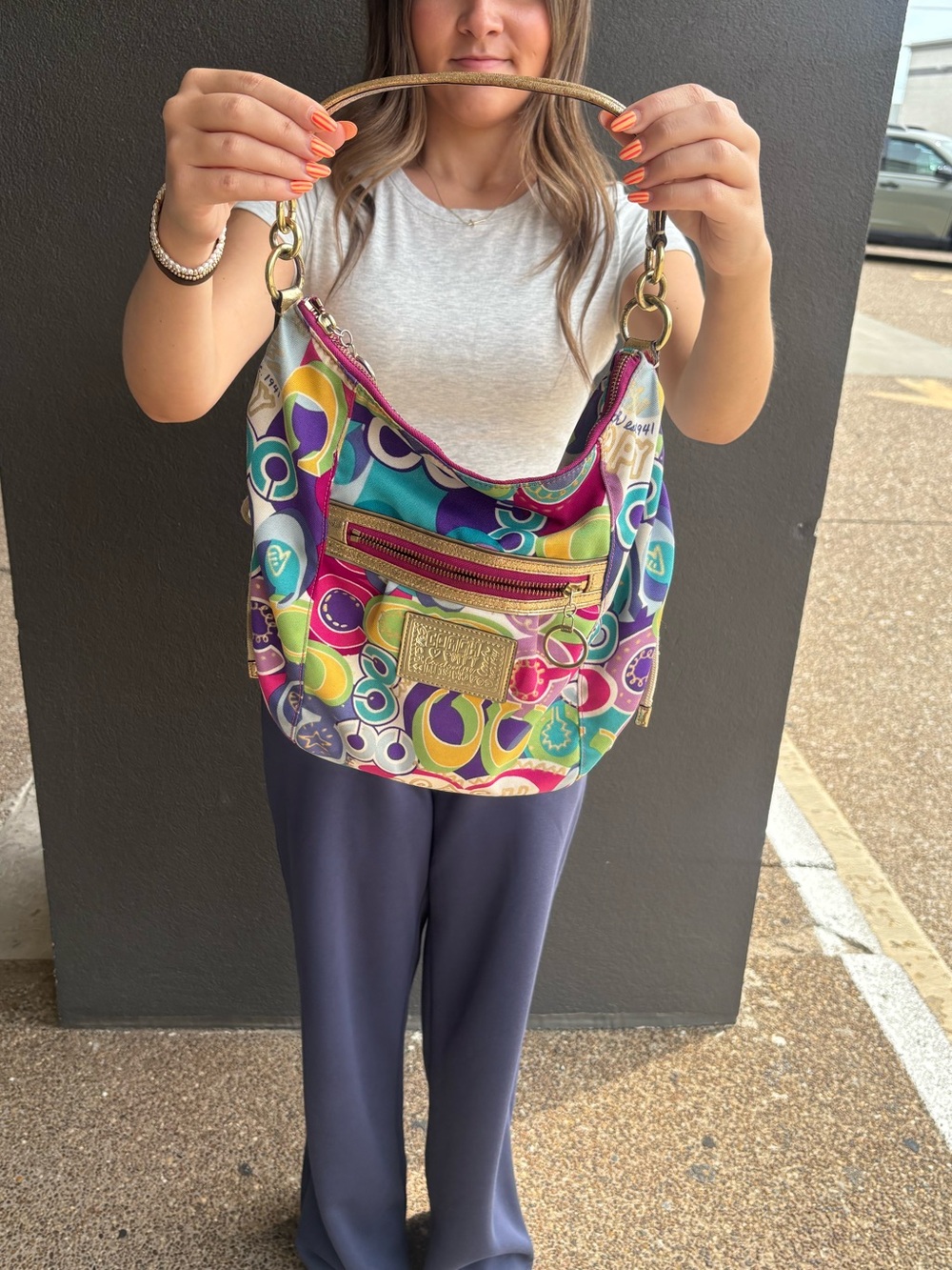 Coach Poppy Graffiti multi-color hobo bag style #15295